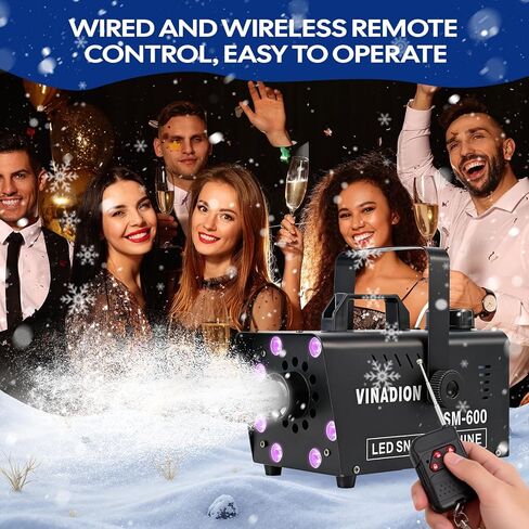 Upgraded Snow Maker Machine Outdoor Industrial 600W Snowflake Machine with Wireless Remote Control 8 LED 13 Color Light Effect Stage Snow Machines for DJ Party, Wedding,Christmas Decoration in Saudi Arabia