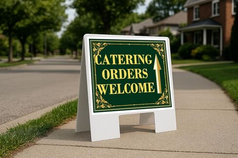 Catering Orders Welcome St. Patrick'S Day Irish Clover Fancy Gold Up Arrows A-Frame Single Sided 23x23 in. sign in Saudi Arabia