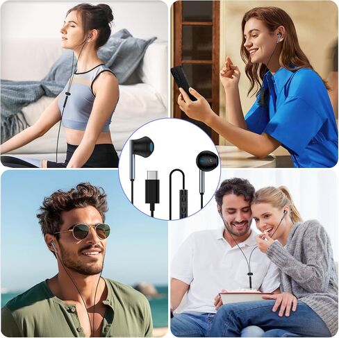 USB C Noise Canceling Earbuds with Microphone & Volume Control Earphones for iPhone 16 Pro Max/16, Type C Wired Earbud Semi in Ear Headphones for Samsung Galaxy S25 Ultra S24 FE S23 A56 Z Fold 7 in Kuwait