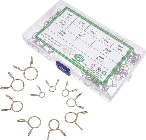 Balacoo 120pcs Zinc-plated Metal Tubing Clamps Spring Hose Clamps Set for Fuel Line and Pipe Fixing Heavy Duty Line Kit for Plumbing and Industrial Use in Saudi Arabia