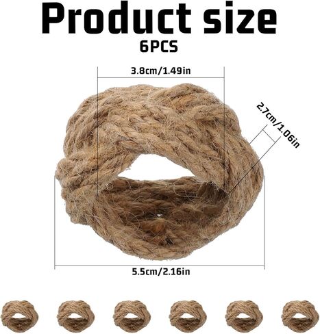 6 PCS Woven Napkin Rings, Natural Burlap Napkin Rings Nautical Napkins Ring Holders Rustic Farmhouse Table Decor for Party Gathering Banquet Wedding Birthday Decoration in Saudi Arabia