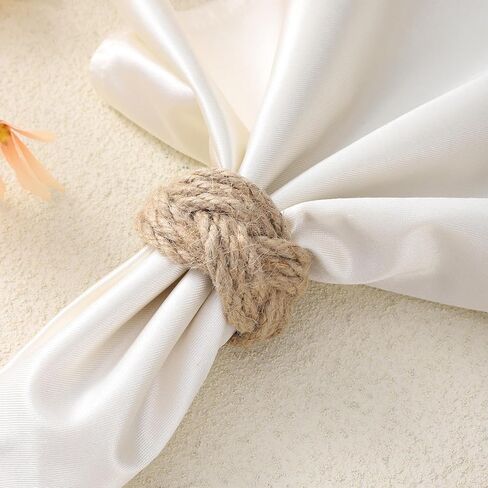 6 PCS Woven Napkin Rings, Natural Burlap Napkin Rings Nautical Napkins Ring Holders Rustic Farmhouse Table Decor for Party Gathering Banquet Wedding Birthday Decoration in Saudi Arabia
