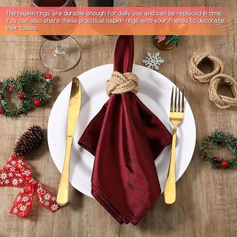 36 Pcs Woven Napkin Rings, Natural Burlap Napkin Rings, Woven Rustic Farmhouse Nautical Napkins Ring, for Party Gathering Banquet Wedding Birthday Table Decor in Saudi Arabia