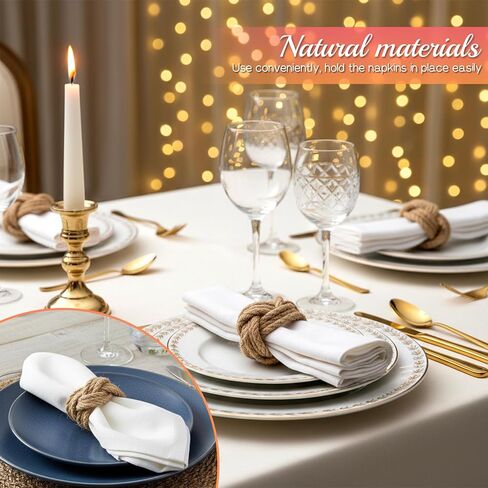 36 Pcs Woven Napkin Rings, Natural Burlap Napkin Rings, Woven Rustic Farmhouse Nautical Napkins Ring, for Party Gathering Banquet Wedding Birthday Table Decor in Saudi Arabia