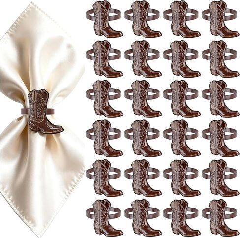 50PCS Western Party Decorations Cowboy Boot Napkin Rings Rustic Farmhouse Western Napkin Holder Metal Tissue Rings Buckles Cowboy Birthday Party Supplies in Saudi Arabia