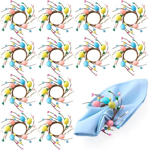 مجموعة حلقات منديل إكليل عيد الفصح من APTWOW مكونة من 6 - حامل مناديل بيض عيد الفصح في المزرعة، حلقات منديل زهرة الربيع لتزيين طاولات أعياد الميلاد وحفلات الزفاف والولائم in Kuwait