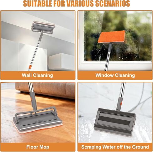 CALBEAU Ceiling Fan Cleaner Duster with 84'' Extension Pole, Baseboard Cleaner Tool with Handle, Reusable Chenille & Microfiber Pads for Dusting Ceiling Fan Baseboard Wall Window Floor in Kuwait