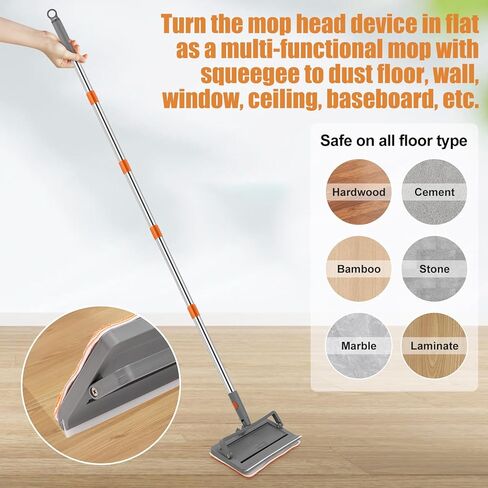 CALBEAU Ceiling Fan Cleaner Duster with 84'' Extension Pole, Baseboard Cleaner Tool with Handle, Reusable Chenille & Microfiber Pads for Dusting Ceiling Fan Baseboard Wall Window Floor in Kuwait