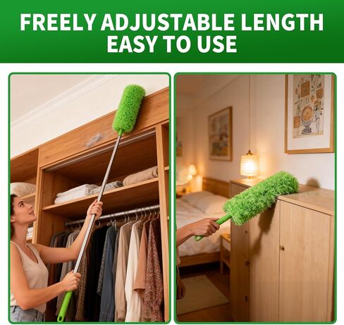 Cobweb Duster with Extension Pole, Washable Cleaning Duster Kit with 3 Duster Heads, Cobweb Duster, Corner Brush, Aluminum Telescoping Pole for high Ceiling Fan，Spider Web Brush with Extension Pole in Saudi Arabia