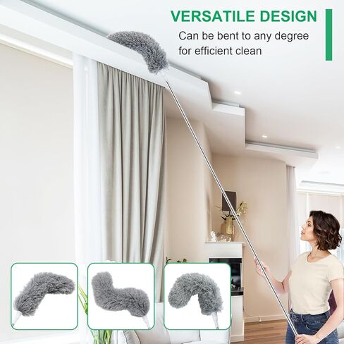 منفضة ريش من الألياف الدقيقة بطول 100 بوصة، منفضة أقطاب قابلة للتمديد، منفضة غبار من نسيج العنكبوت للتنظيف، رأس من الألياف الدقيقة قابل للانحناء والغسل، منظف للأسقف العالية، المروحة، الأثاث in Kuwait