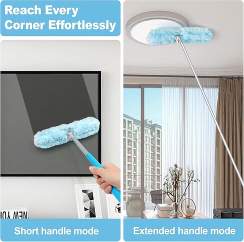 منفضة جيهون مع عمود تمديد بطول 6 أقدام، 10 عبوات متوافقة مع مقبض سويفر فائق القابل للتمديد، مجموعة أدوات بدء تشغيل عصا الغبار شديدة التحمل لتنظيف أرفف مروحة السقف العالية، وستائر النوافذ in Kuwait