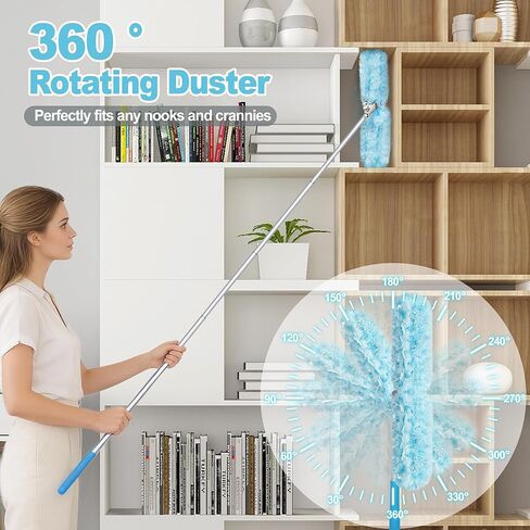 منفضة جيهون مع عمود تمديد بطول 6 أقدام، 10 عبوات متوافقة مع مقبض سويفر فائق القابل للتمديد، مجموعة أدوات بدء تشغيل عصا الغبار شديدة التحمل لتنظيف أرفف مروحة السقف العالية، وستائر النوافذ in Kuwait