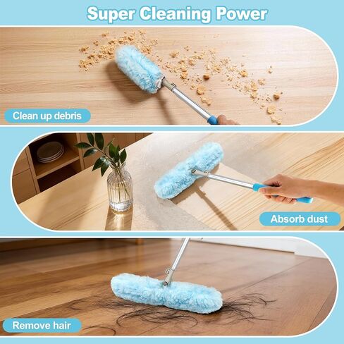 منفضة جيهون مع عمود تمديد بطول 6 أقدام، 10 عبوات متوافقة مع مقبض سويفر فائق القابل للتمديد، مجموعة أدوات بدء تشغيل عصا الغبار شديدة التحمل لتنظيف أرفف مروحة السقف العالية، وستائر النوافذ in Kuwait