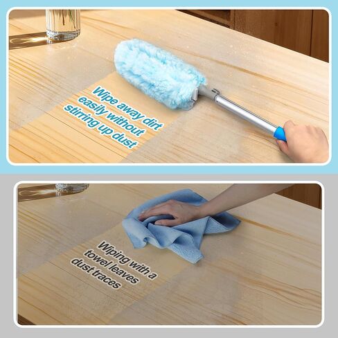 منفضة جيهون مع عمود تمديد بطول 6 أقدام، 10 عبوات متوافقة مع مقبض سويفر فائق القابل للتمديد، مجموعة أدوات بدء تشغيل عصا الغبار شديدة التحمل لتنظيف أرفف مروحة السقف العالية، وستائر النوافذ in Kuwait