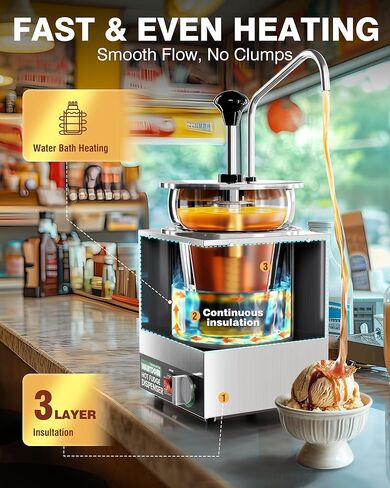 WantJoin Nacho Cheese Dispenser with Pump - 4.6QT Commercial Stainless Steel Warmer with 86-185°F Temperature Control for Hot Fudge, Caramel & Sauces in Saudi Arabia