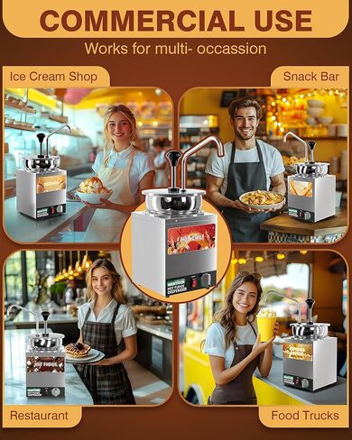 WantJoin Nacho Cheese Dispenser with Pump - 4.6QT Commercial Stainless Steel Warmer with 86-185°F Temperature Control for Hot Fudge, Caramel & Sauces in Saudi Arabia