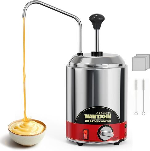 WantJoin Nacho Cheese Dispenser with Pump - 4.6QT Commercial Stainless Steel Warmer with 86-185°F Temperature Control for Hot Fudge, Caramel & Sauces in Saudi Arabia