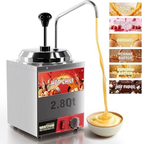 WantJoin Nacho Cheese Dispenser with Pump - 4.6QT Commercial Stainless Steel Warmer with 86-185°F Temperature Control for Hot Fudge, Caramel & Sauces in Saudi Arabia