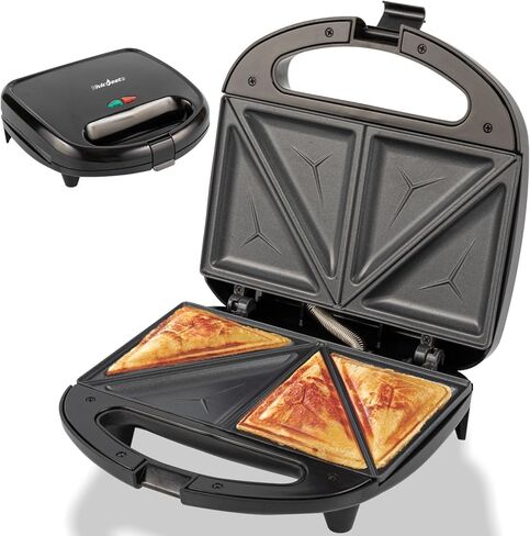 ماكينة صنع الساندوتشات الكهربائية ومكبس البانيني من فيفيكريت، شواية تلامس على سطح الطاولة للبانيني والسندويشات المشوية والإفطار، شواية كهربائية داخلية ومكبس الساندويش للمطبخ (أسود) in Kuwait