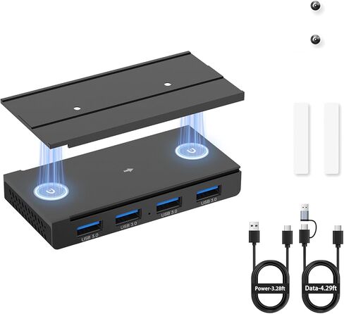 Ejay 4-Port Magnetic USB 3.0 HUB ، نقل البيانات عالية السرعة 5 جيجابت في الثانية ، تشمل 2 حزمة من السكك الحديدية المنزلق ، مسامير ومنصات لزجة لجهاز الكمبيوتر المحمول MacBook in Kuwait