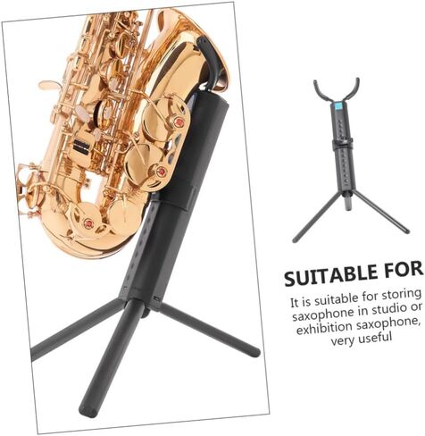 Toyvian Portable Tenor Saxophone Stand Black with Blue Case, Foldable Non-skid Sax Display Bracket Rack for Tenor Sax Storage and Desktop Instrument Support in Saudi Arabia