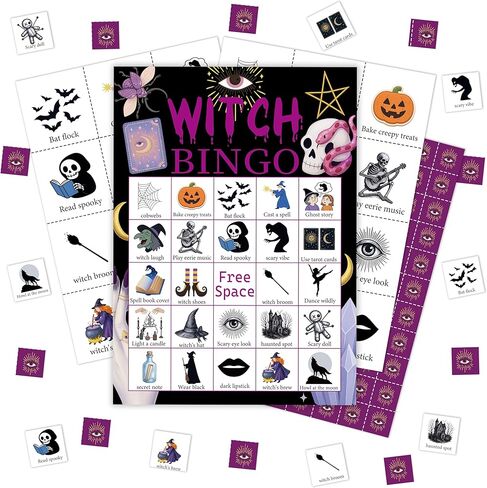 Horror Movie Bingo Game, Movie Theme Party Games, Large Group Family Activities Favors Supplies Decorations, Halloween Party Game Cards for Adults, 24 Players Bingo Games,13 in Saudi Arabia