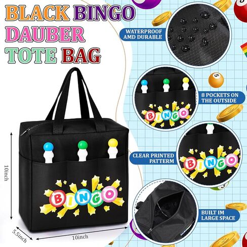 Crtiin 12 Pcs Bingo Game Gifts for Women Bingo Dauber Bag with 10 Pcs 1.28 oz Mixed Colors Dot Markers in 10 Colors Makeup Bag with Zipper Accessories Tote Gifts Game Suitable for Women and Girls in Saudi Arabia