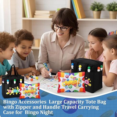 Crtiin 12 Pcs Bingo Game Gifts for Women Bingo Dauber Bag with 10 Pcs 1.28 oz Mixed Colors Dot Markers in 10 Colors Makeup Bag with Zipper Accessories Tote Gifts Game Suitable for Women and Girls in Saudi Arabia