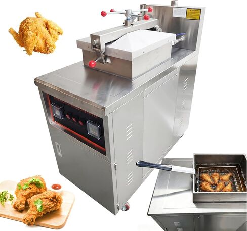 Commercial Natural Gas Deep Fryer CNC High-Pressure Chicken Fryer with 0-99 Min Timer & 20-250°C Temp Control 55LBS/H Output Stainless Steel Fried Chicken Stove for Restaurants Fast Food in Kuwait
