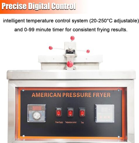 Commercial Natural Gas Deep Fryer CNC High-Pressure Chicken Fryer with 0-99 Min Timer & 20-250°C Temp Control 55LBS/H Output Stainless Steel Fried Chicken Stove for Restaurants Fast Food in Kuwait