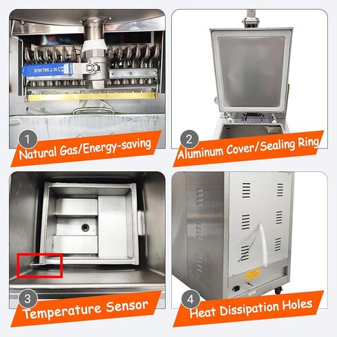 Commercial Natural Gas Deep Fryer CNC High-Pressure Chicken Fryer with 0-99 Min Timer & 20-250°C Temp Control 55LBS/H Output Stainless Steel Fried Chicken Stove for Restaurants Fast Food in Kuwait