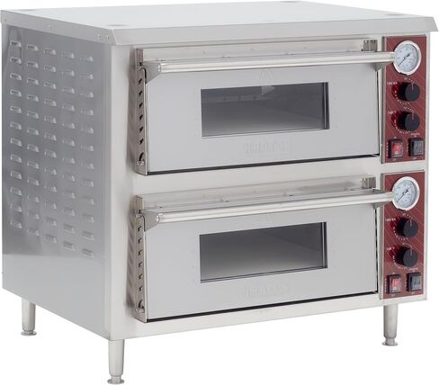 Kratos Commercial Oven, Double-Deck Countertop Electric Pizza/Bakery Oven, Stainless Steel, Cooks 18" Diameter Pizzas, 240V, 3200W (29M-063) in Kuwait