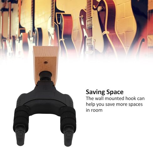 Guitar Wall Mount Holder Bracket Self Locking Wood Colour Applicable Scene in Saudi Arabia