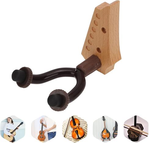 Guitar Wall Mount Holder Stand Hanger Bracket Banjo Ukulele Display Beech Wood Metal Natural Decoration Wood Colour (Creative Electric Guitar Head Model) in Saudi Arabia