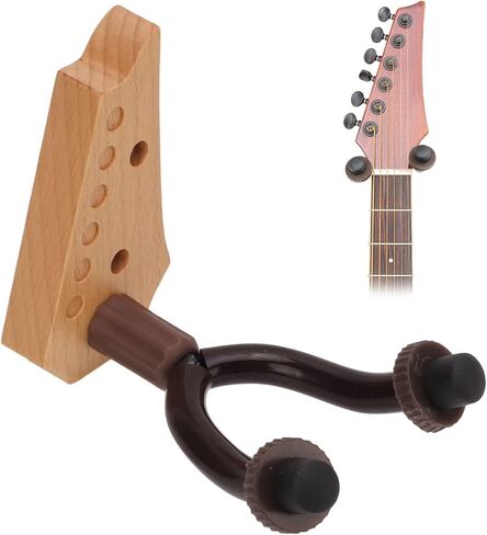 Guitar Wall Mount Holder Stand Hanger Bracket Banjo Ukulele Display Beech Wood Metal Natural Decoration Wood Colour (Creative Electric Guitar Head Model) in Saudi Arabia