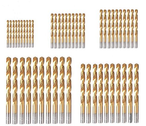 50PCS, 1/16", 5/64", 3/32", 7/64", 1/8", 10pcs for Each,Titanium Twist Drill Bits in Saudi Arabia