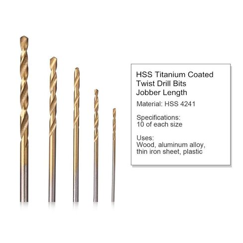 50PCS, 1/16", 5/64", 3/32", 7/64", 1/8", 10pcs for Each,Titanium Twist Drill Bits in Saudi Arabia