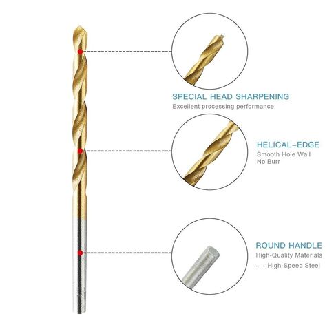 50PCS, 1/16", 5/64", 3/32", 7/64", 1/8", 10pcs for Each,Titanium Twist Drill Bits in Saudi Arabia
