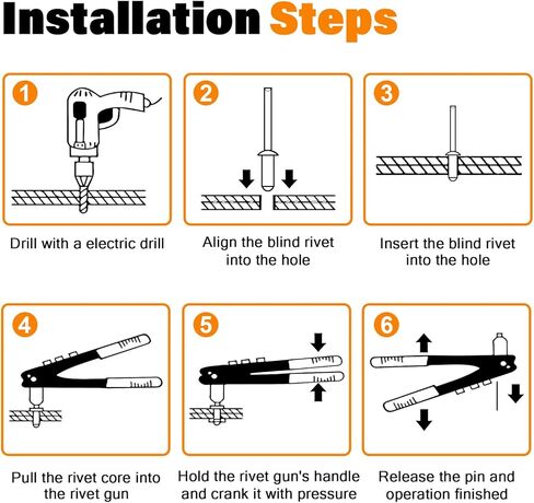 16 أحجام الفولاذ المقاوم للصدأ البوب ​​المسامير 1/8 بوصة 5/32 بوصة 3/16 بوصة 1/4 بوصة برشام أعمى مجموعة متنوعة مع غسالات in Kuwait