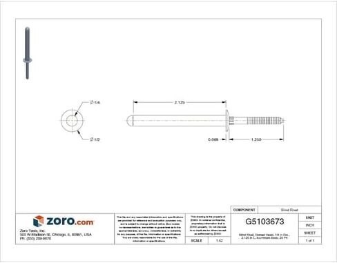Manufacturer Varies Blind Rivet, 1/4 in Dia., 25 PK 4007PK - 1 Each in Kuwait