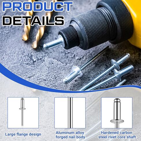 300 جهاز كمبيوتر شخصى 1/4 "× 5/8" كبير شفة البوب ​​المسامير العمياء الألومنيوم المسامير العمياء شفة قطر 1/4 "الألومنيوم الجسم الصلب مغزل برشام للسيارات المعدنية DIY المتحمسين لوحات هشة الحالات in Saudi Arabia