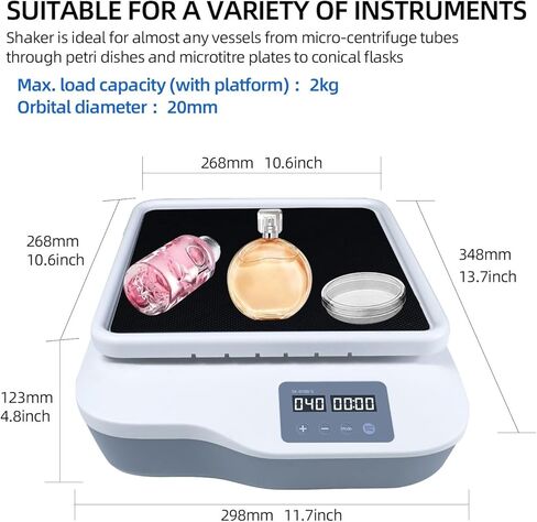 Adjustable Speed 40-200rpm Orbital Shaker LED Digital Display Horizontal Swing Shaker Maximum Load Capacity 2kg Easy to Clean in Saudi Arabia