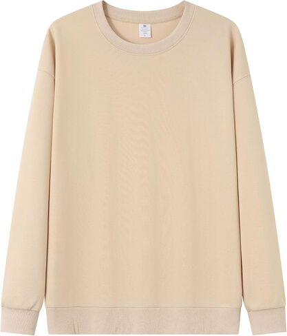 Men's Crew Neck Pullover Sweatshirt Relaxed Long Sleeve Casual Top Soft Breathable Fabric Ribbed Cuffs Hem Smooth Silhouette in Saudi Arabia