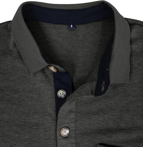 Men’s Button Polo Sweatshirt with Placket Smart Casual Business Top Long Sleeve Office Ready Fall Winter Layering Sweatshirt in Saudi Arabia