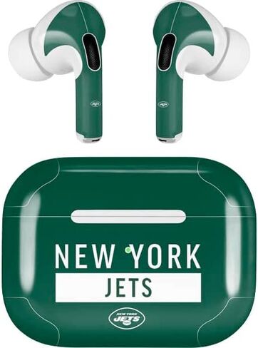 غلاف صوتي من Skinit متوافق مع Apple AirPods Pro (الجيل الثاني، 2022) - تصميم سلسلة الأداء الأخضر NFL New York Jets المرخص رسميًا in Saudi Arabia