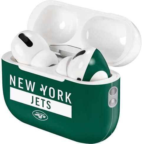 غلاف صوتي من Skinit متوافق مع Apple AirPods Pro (الجيل الثاني، 2022) - تصميم سلسلة الأداء الأخضر NFL New York Jets المرخص رسميًا in Saudi Arabia