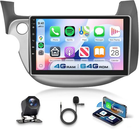 [8 CORE 4G+64G] Car Radio for Honda Fit 2008-2013 with Wireless Carplay/Android Auto, 10.1 Inch Android 13 IPS Touch Screen Car Stereo, Bluetooth, GPS, WiFi, SWC, DSP + Backup Camera in Kuwait