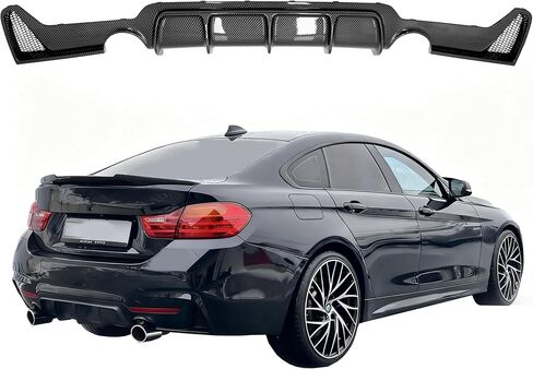 Rear Diffuser Compatible with 2014-2020 BMW 4 Series F32 F33 F36 M-Performance Style Rear Bumper Lower Lip Diffuser Double Exhaust One Outlet (Gloss Black) in Kuwait