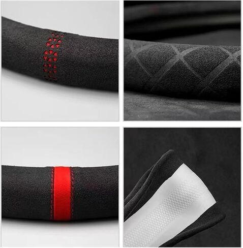 Car Steering Wheel Covers Cowhide Suede Steering Wheel Cover Wrap Universal 37-38cm Breathable Steering Covers Car Accessories(Style3) in Saudi Arabia