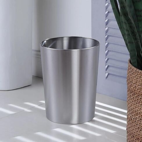 Brushed Nickel Metal Bathroom Wastebasket, 2.2 gal in Saudi Arabia